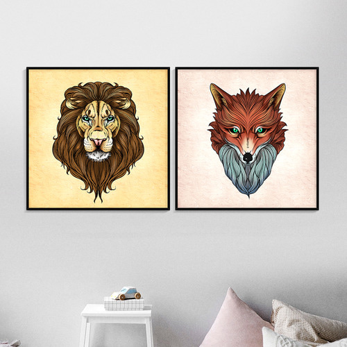 lion / fox head illustration 인테리어포스터