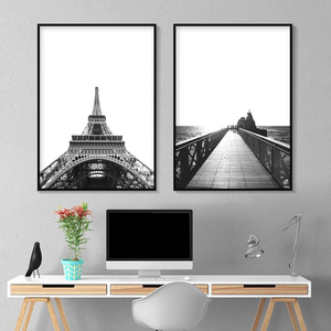 흑백 사진액자 에펠탑/다리 인테리어 포스터